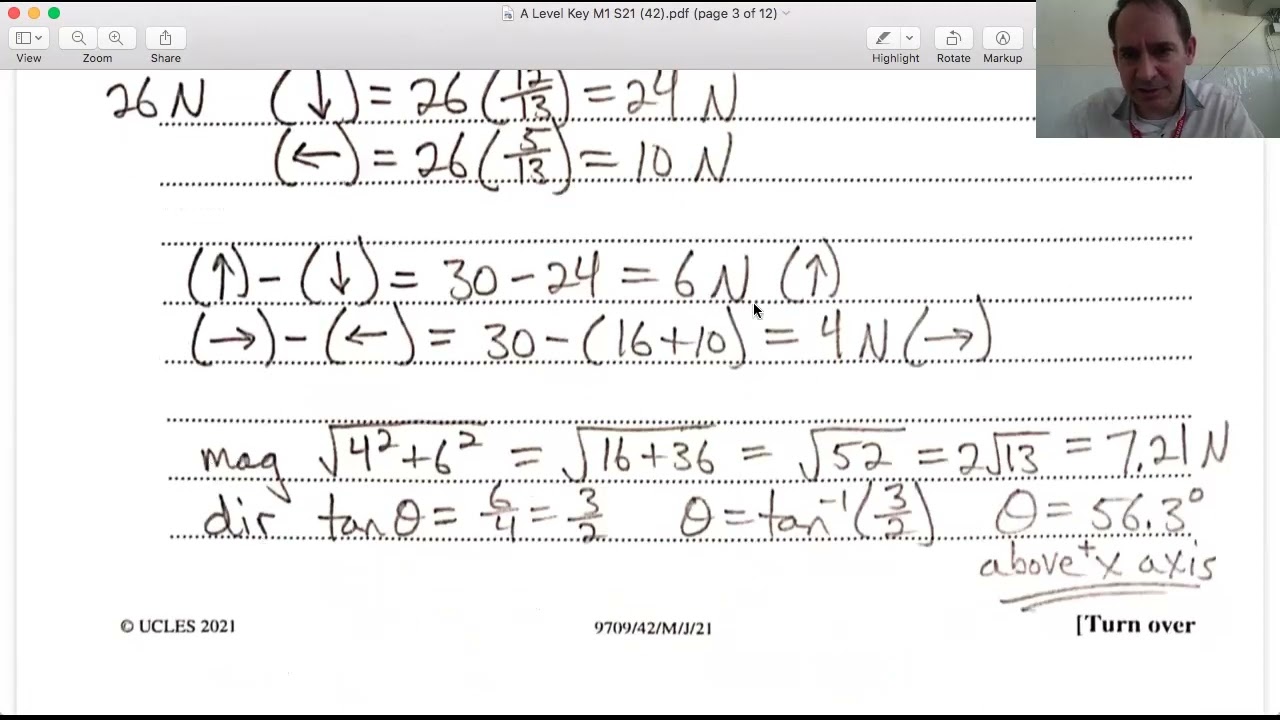 A Level Worked Solutions Mechanics May/June 2021 Paper 42
