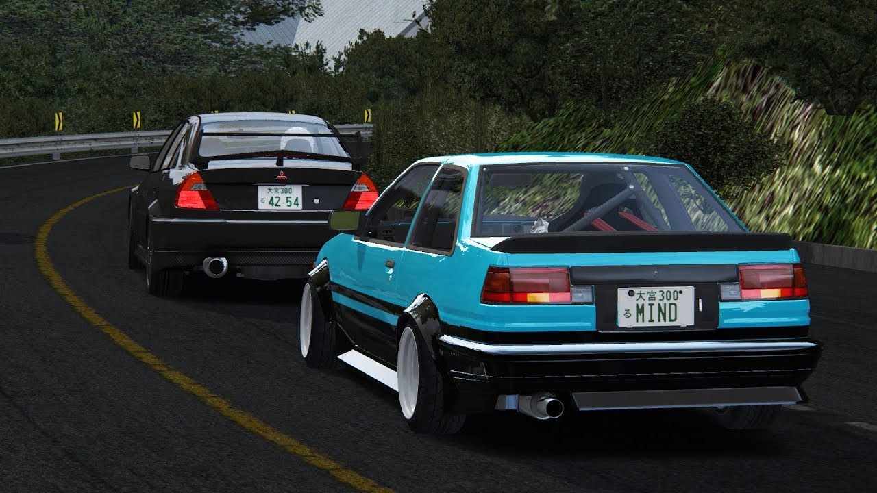 Initial D Drift Overtake! Evo 6 vs AE86 on Akina 2018! - Assetto Corsa