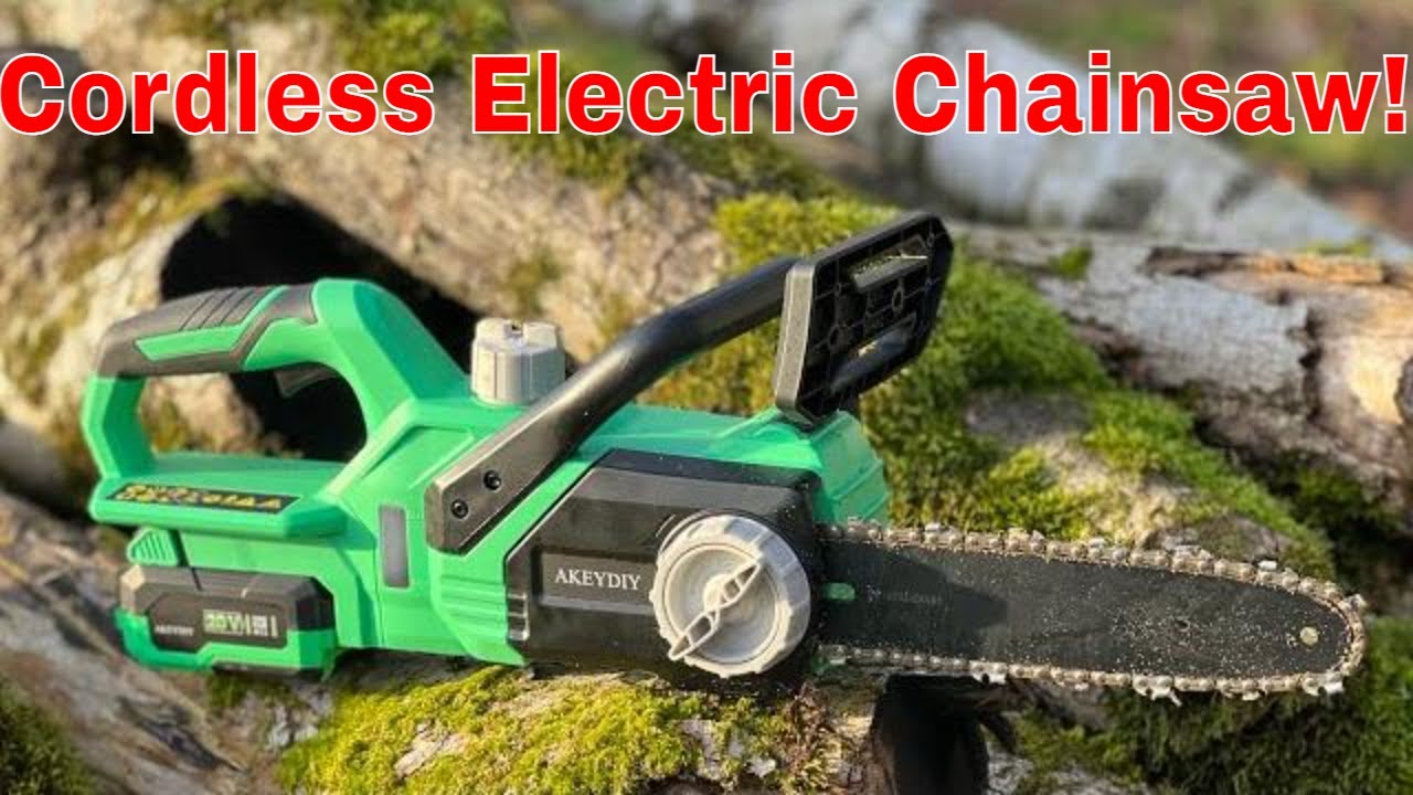 AKEYDIY 10 Inch Cordless Electric Chainsaw Unboxing and Review Battery Powered Chain Saw Kit