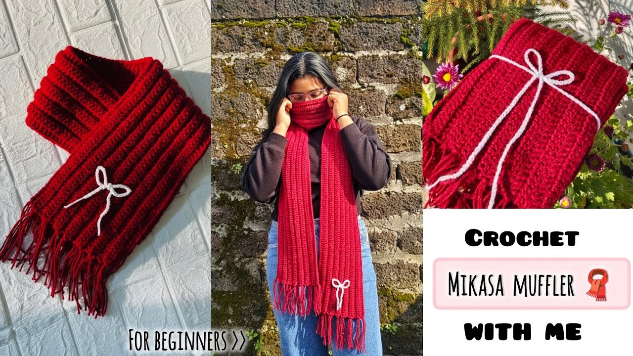 Mikasa muffler🧣step by step tutorial | for absolute beginners #mikasa #crochet #mikasamuffler
