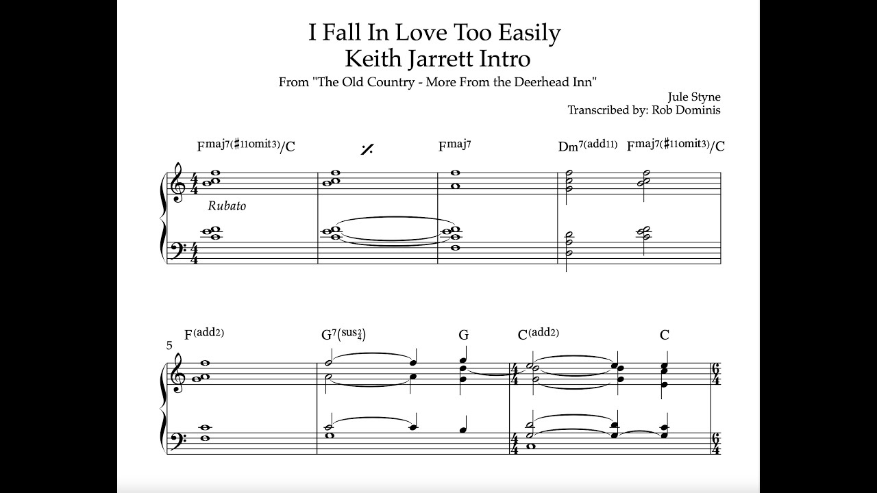 Keith Jarrett -  I Fall In Love Too Easily - Intro Transcription