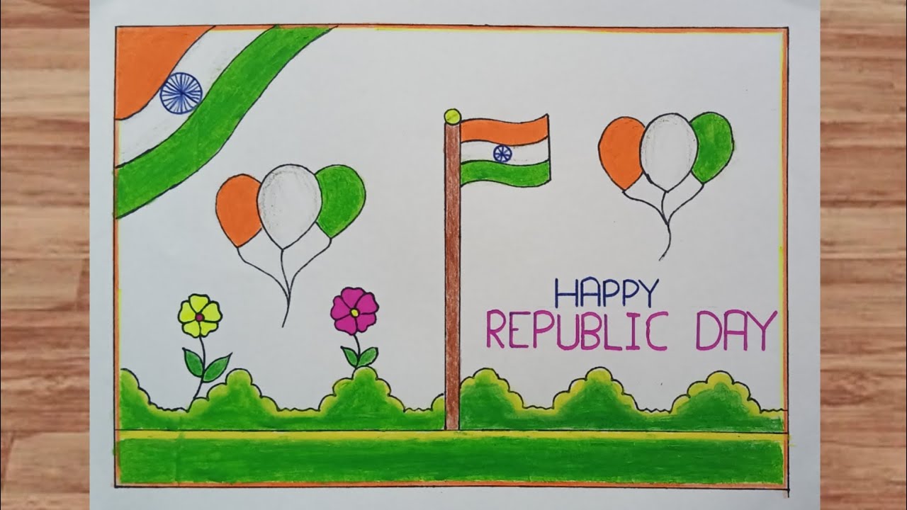 Happy Republic Day Drawing | Easy 26 January Drawing | Easy Republic day drawing #republicdaydrawing