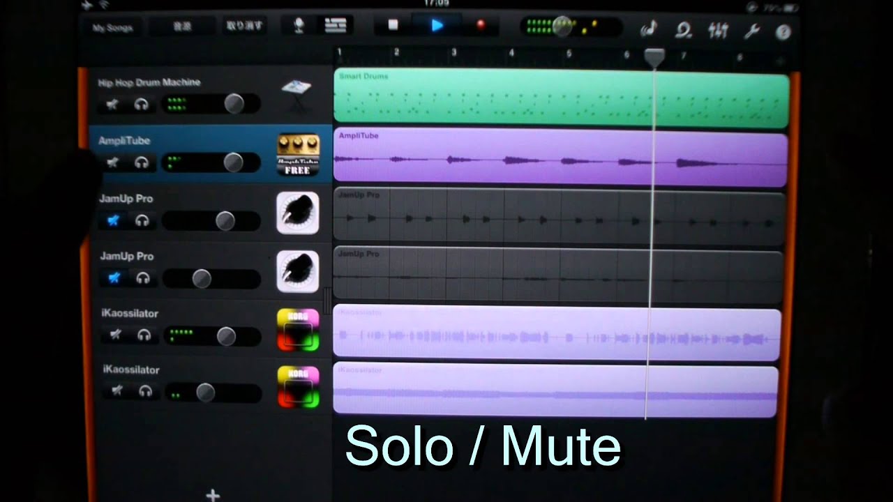 GarageBand Tips (iPad) - change volume, rec track, section