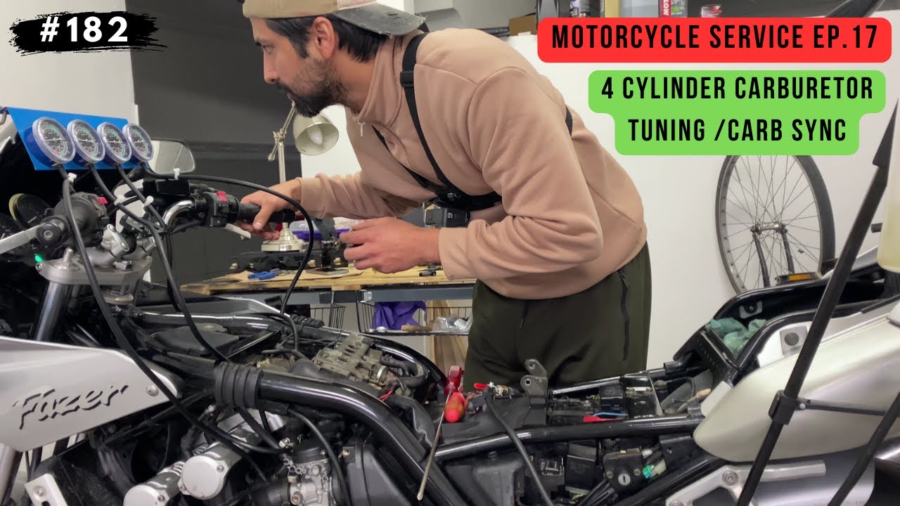 #182- EP.17  🏍️ 4 Cylinder Carburetor Tuning / Carb Sync / YAMAHA FZS 600 FAZER