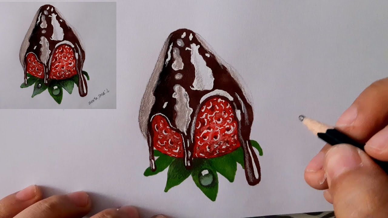 Cómo dibujar una FRESA CON CHOCOLATE  |How to draw a STRAWBERRY WITH CHOCOLATE