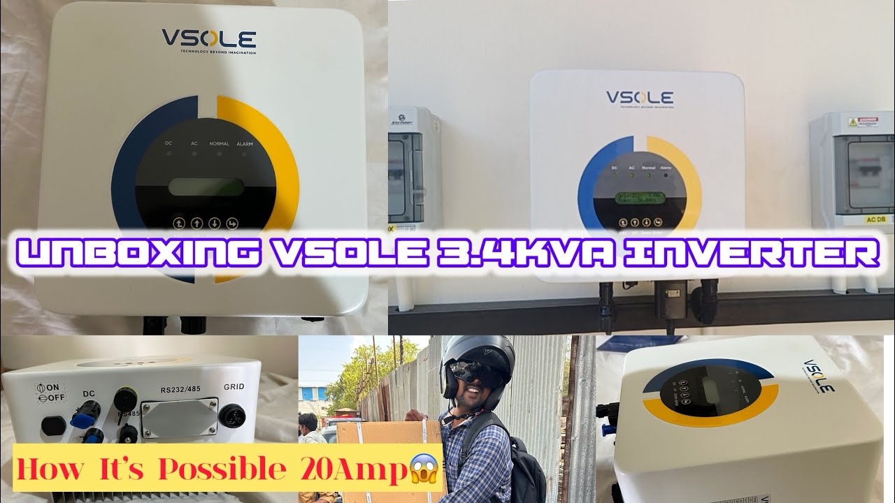 Best Inverter in Topcon Panels🚀 Unboxing Vsole 3.4Kva Grid Tie Inverter 20Amp😱 #ongrid
