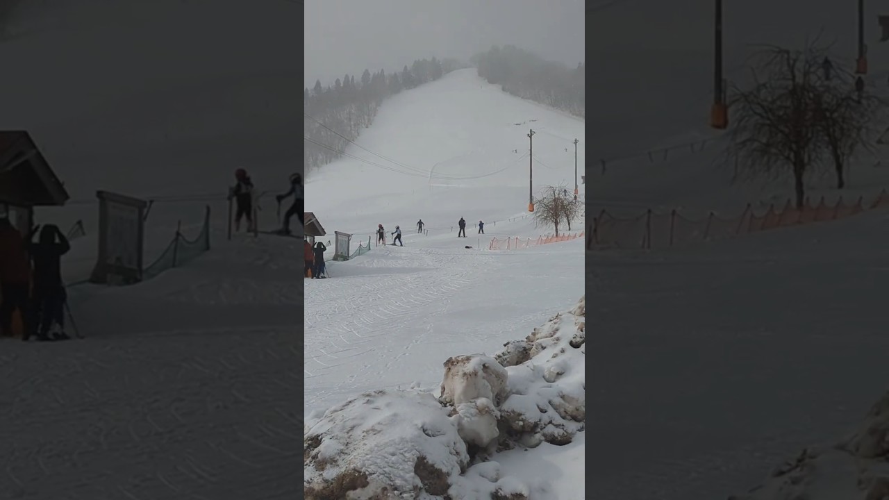 Kids on the ski slopes in rural Japan 