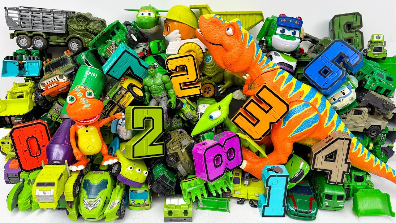 Ultimate Toy Hunt: ponad 100 zielonych robot&oacute;w-samochod&oacute;w Tobot, łączenie liczb, ciężar&oacute;wka-dinozaur, transformacja czołgu wojskowego