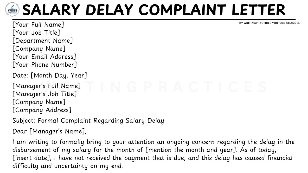 How To Write A Salary Delay Complaint Letter Step by Step | Writing Practices