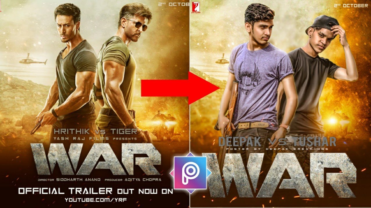 WAR MOVIE Poster Editing Tutorial In Picsart | Hrithik vs Tiger New Movie Poster Editing Tutorial