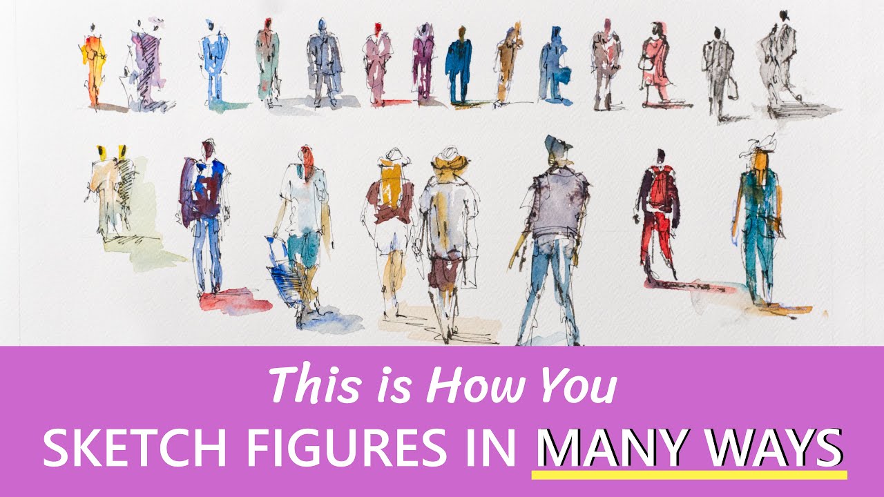 How to Quickly Sketch People and Cyclists | Real Time | Urban Sketching Watercolor
