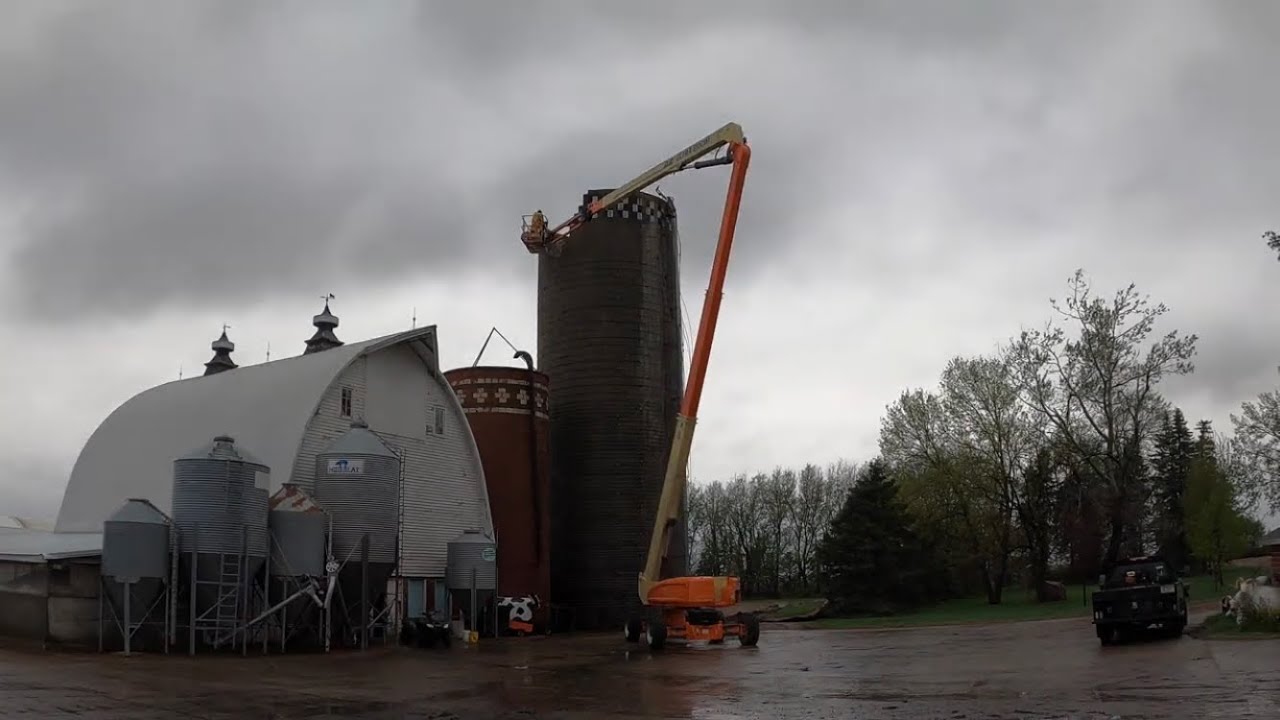 Knocking down a leaning Silo