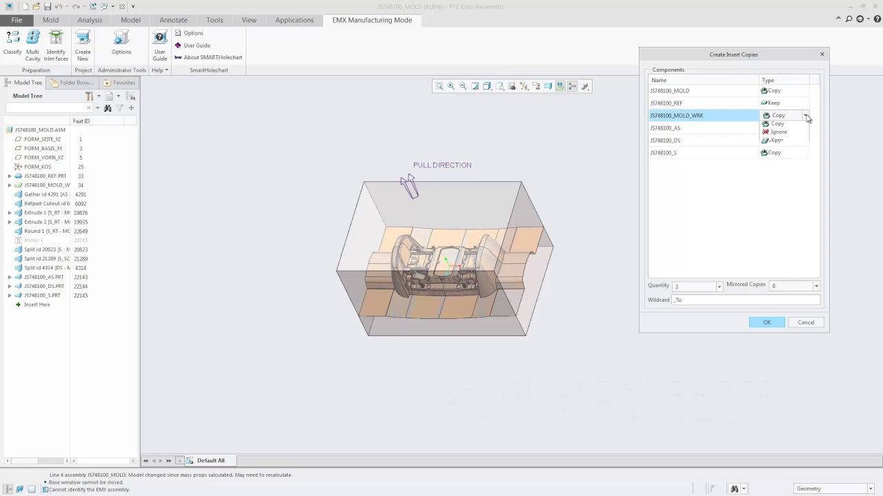 Creo Parametric - Expert Moldbase Extension 10.0 - Improved Preparation of Cavity Assembly