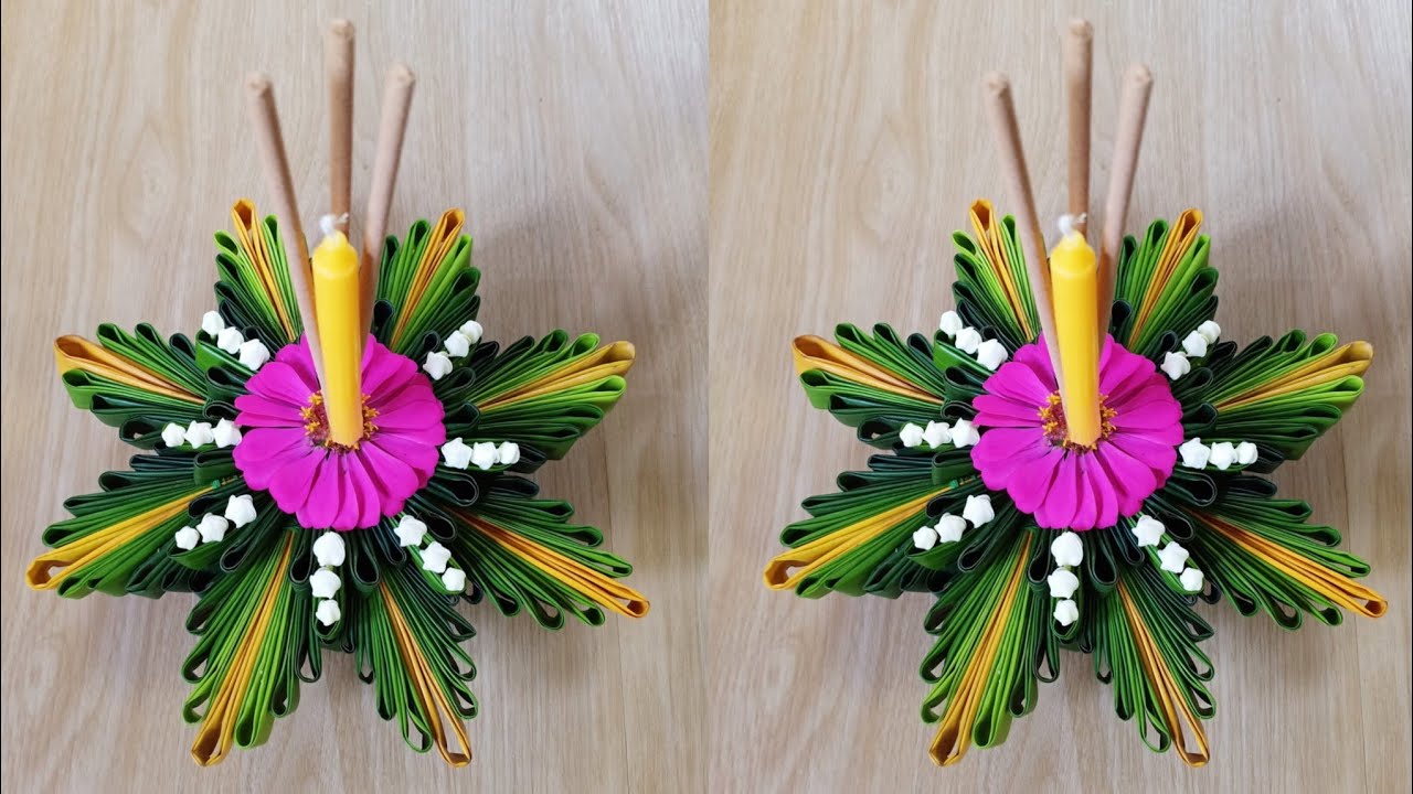 กระทงใบตองแบบง่าย how to make krathong banana leaf