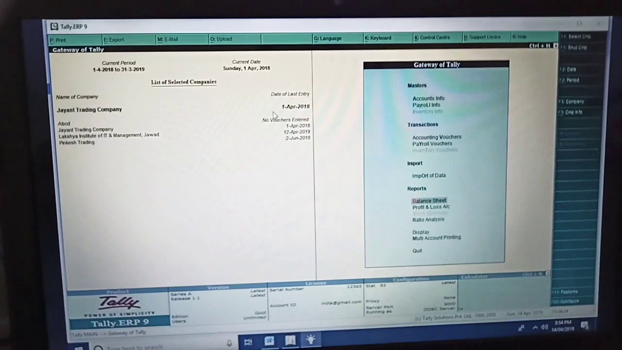 Profit & Loss Transfer Entry in Tally