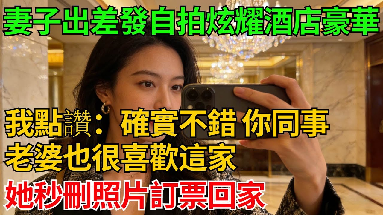 妻子出差發自拍炫耀酒店豪華，我點讚回覆：“確實不錯，你同事的老婆也很喜歡這家”，她秒刪照片訂票回家【反轉情緣】#婚姻反转#冷静复仇#情感故事#夫妻#都市情感#职场情缘#短篇故事