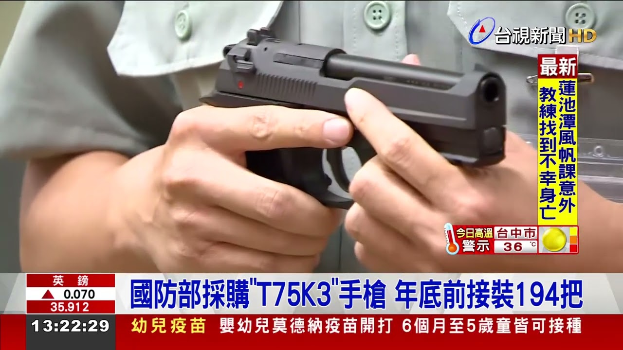 國防部採購「T75K3」手槍 年底前接裝194把