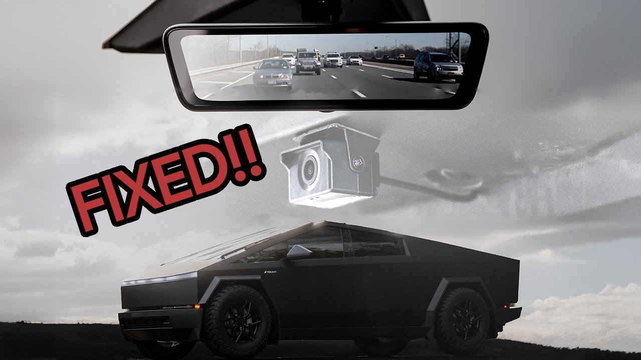 Tesla Cybertruck Digital Camera Rear View Mirror With Dash Cam Install