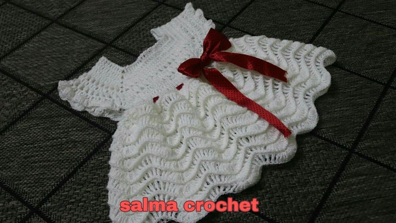 كروشيه فستان اطفال  بناتي بغرزة المروحة  لايا مقاس سهل  جدا خطوة بخطوة (1)crochet Baby Dress