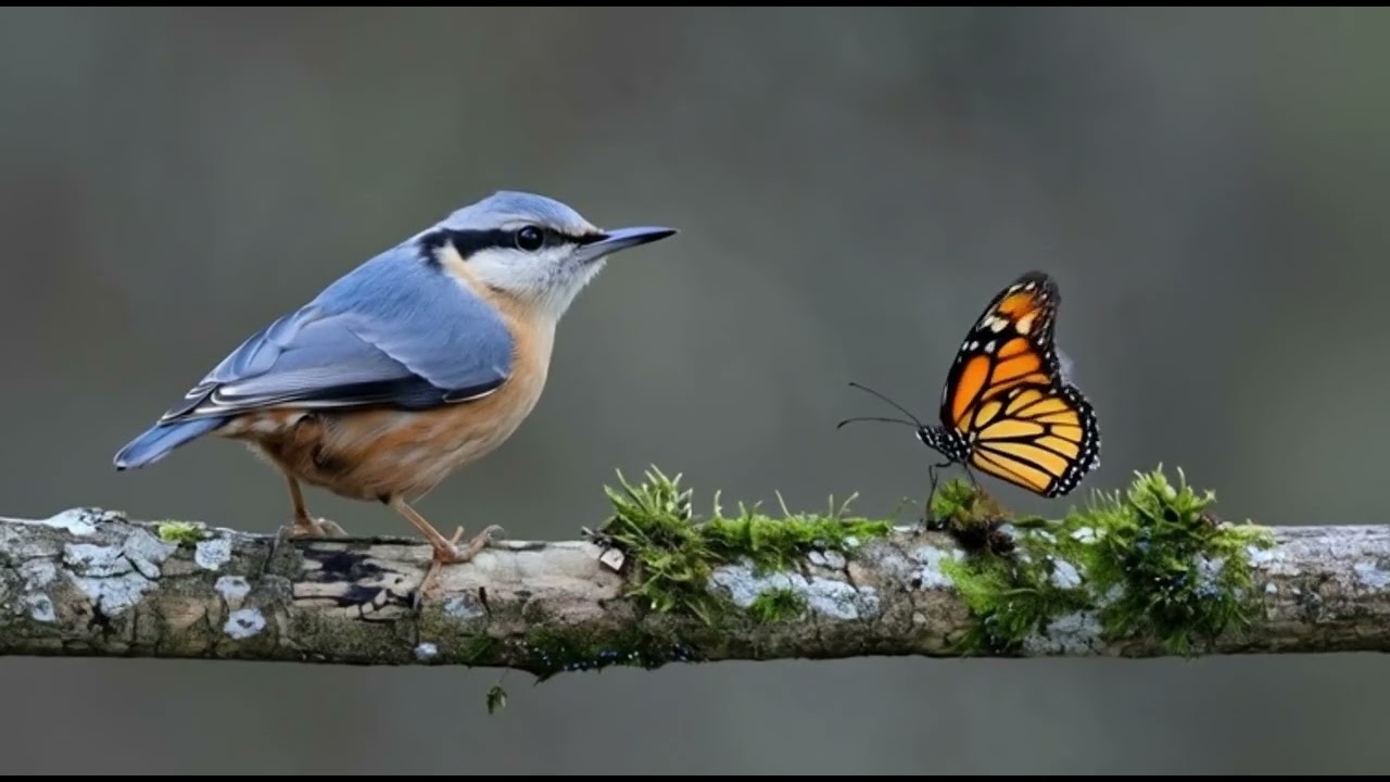 Deep Calm Piano & Natural Bird & Butterfly | Sleep, Meditation & Relax