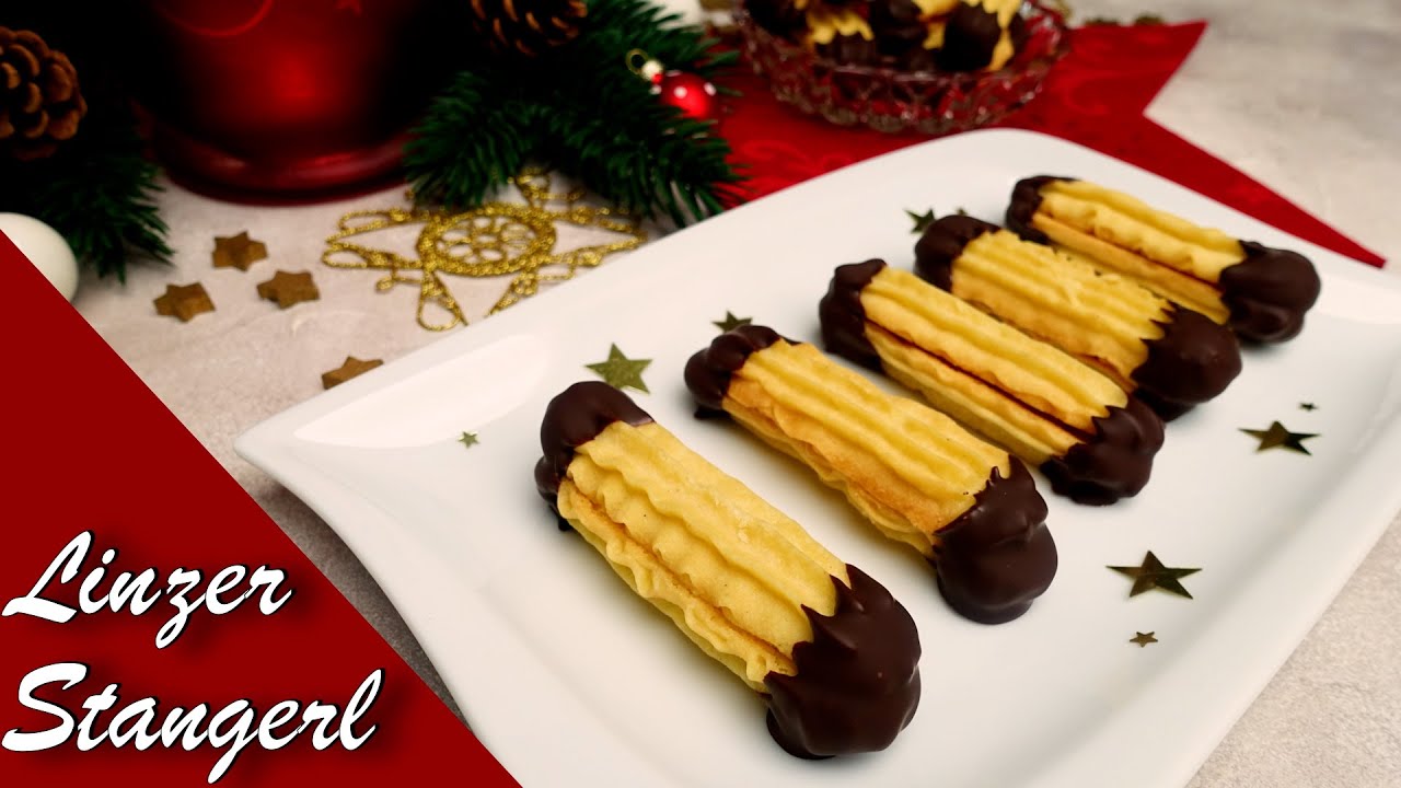 zarte Linzer Stangerl | Marmeladen Pl&auml;tzchen zu Weihachten | Spritzgeb&auml;ck