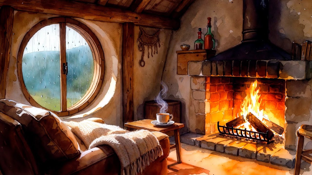 Cozy Cottage by the Fire 🔥 Warm Acoustic Guitar Music for Reading / Relaxing