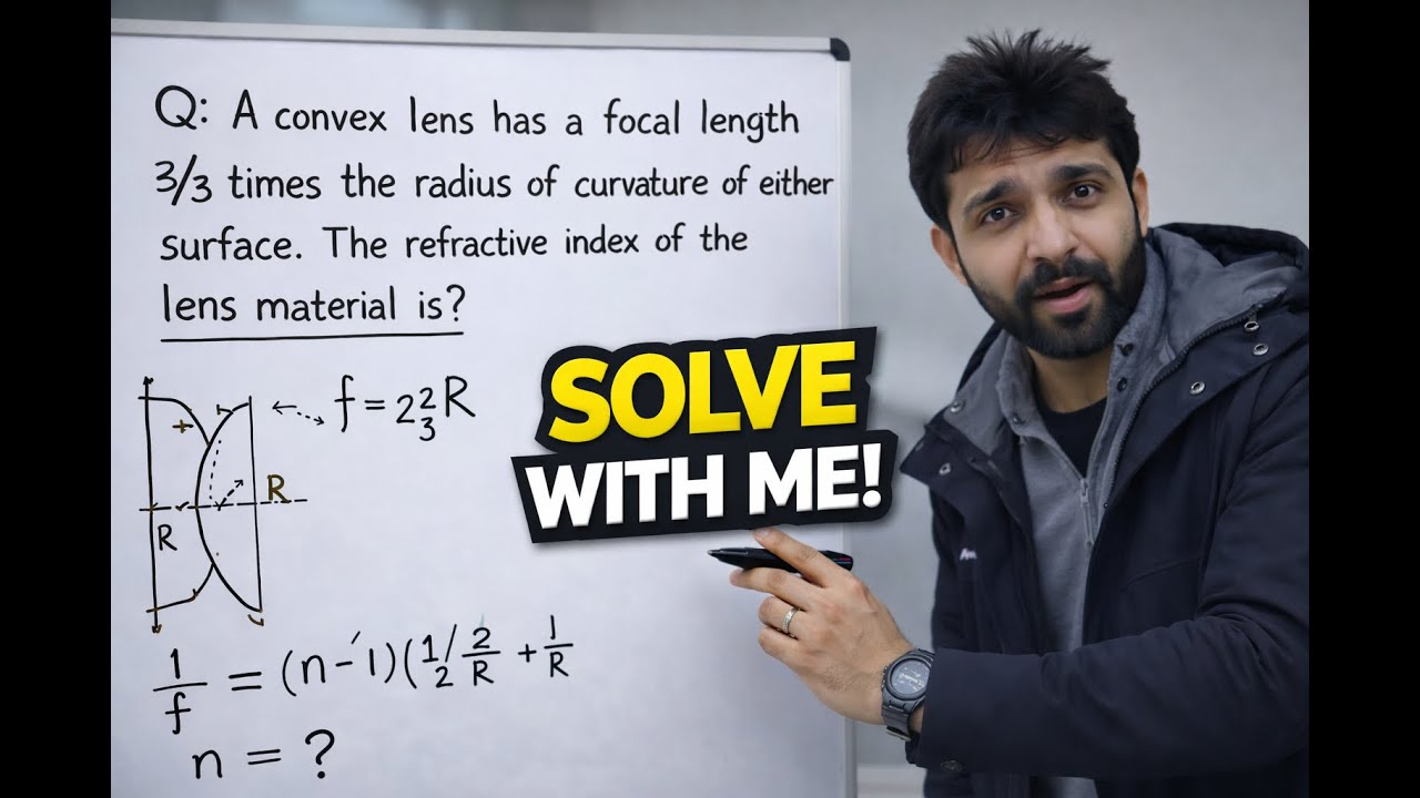 Convex Lens Numerical | Find Refractive Index Using Lens Maker’s Formula | NEET/JEE