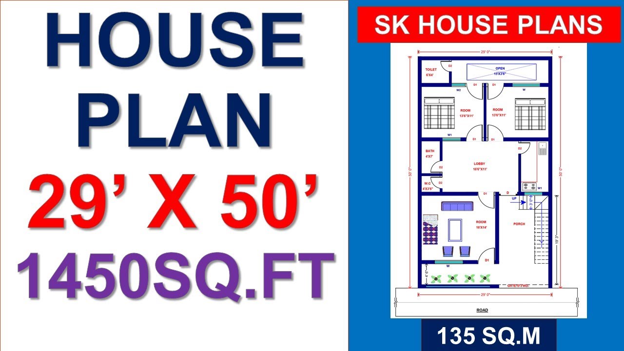 HOUSE PLAN 29' X 50' / 1450 SQ.FT / 135 SQ.M