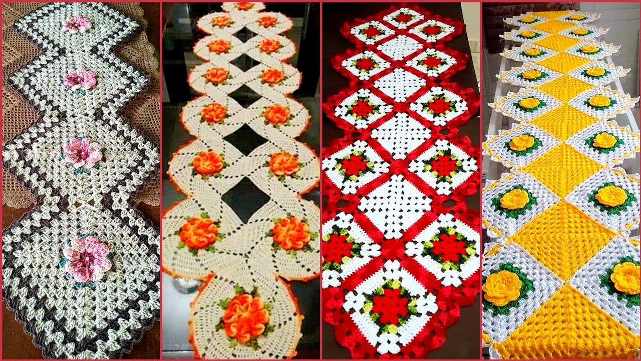 40+Different Stylish Beautiful Flower Crochet Table Runner Patterns & Designs/Easy Crochet Patterns