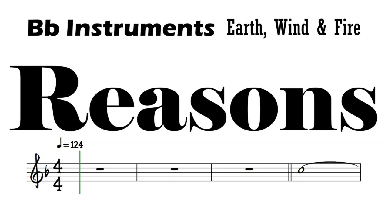 Reasons by EWF Bb Instruments Sheet Music Backing Track Play Along Partitura