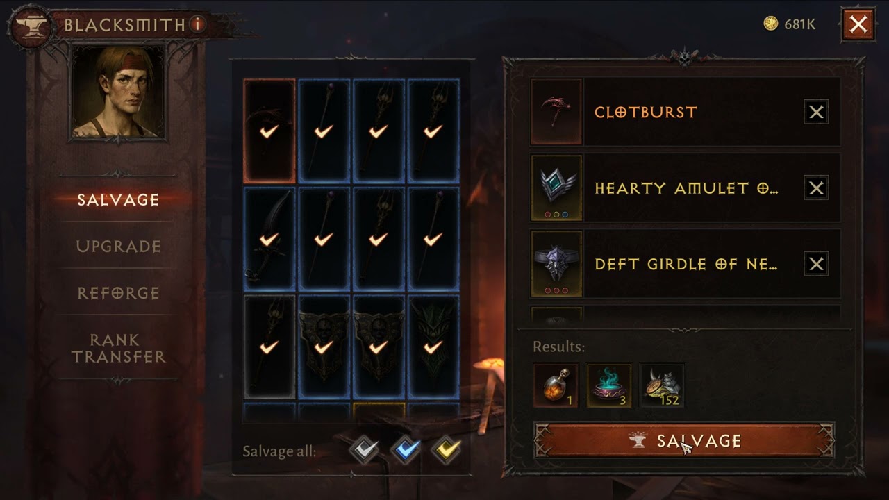 [TooL] - Salvage Legendary Item Diablo Immortal