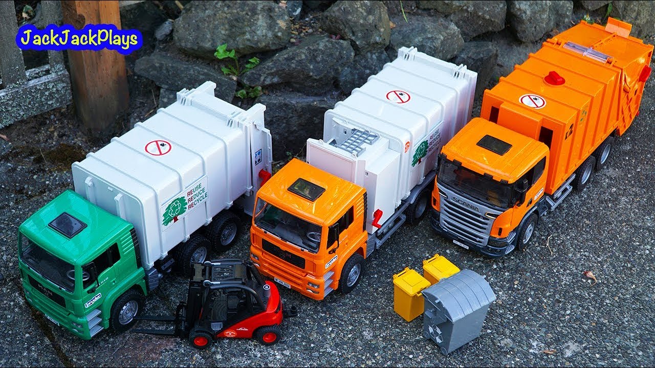 Garbage Truck Toys in Action! Trash Vehicles and Recycling Trucks for Kids | JackJackPlays