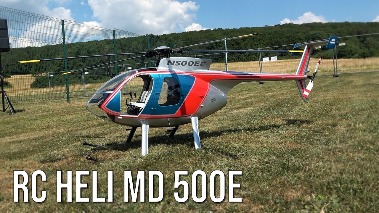 Beautiful RC Helicopter MD 500 E Fine Scale Model Flying at Flight Show