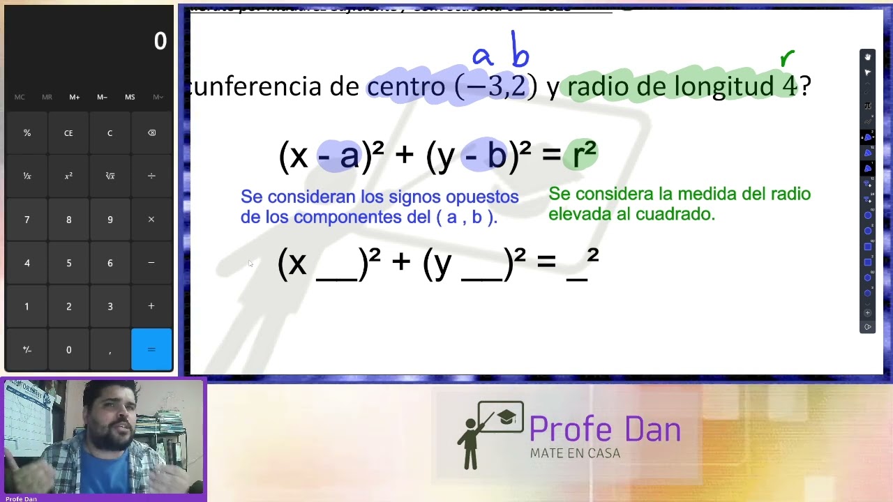 Mate BxM 02 2025 📓 Ej 03: ECUACIÓN DE UNA CIRCUNFERENCIA DADOS SUS ELEMENTOS