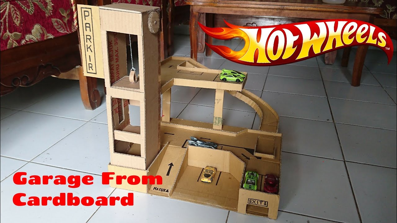 Super Keren!! Membuat Tempat Parkir Hotwheels Dari Kardus #DIY Hotwheels Garage&Lift From Cardboard