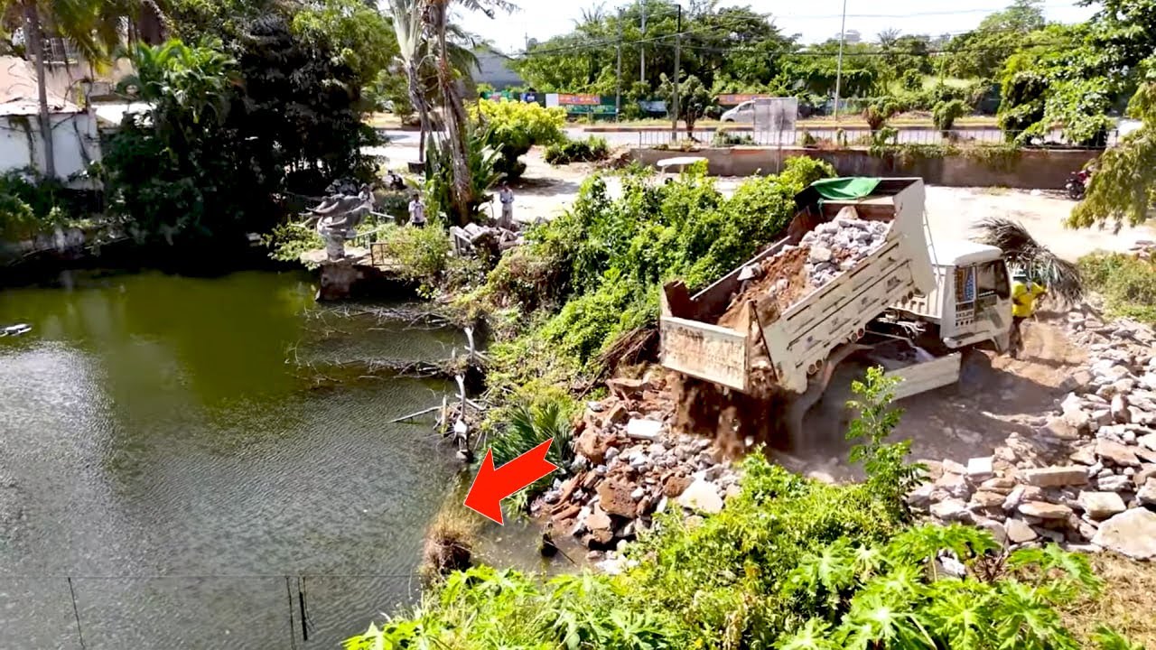 Full Processing Project Start & Completed 100% Landfill And Rock Delete Pond By KOMATSU Bulldozer
