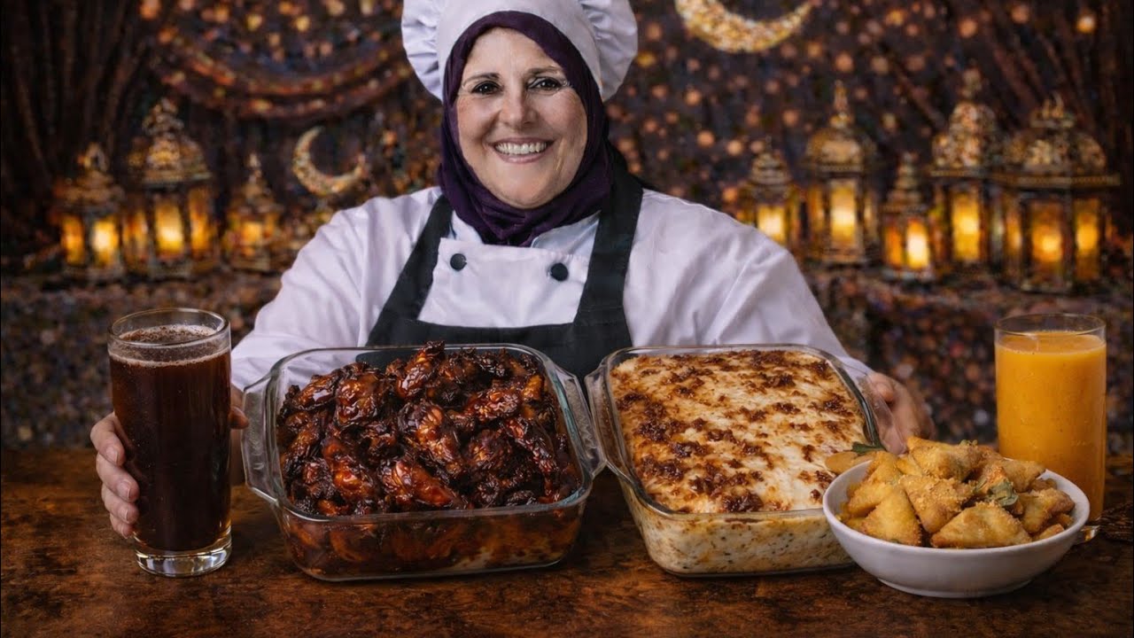 أسهل فطار في رمضان 😍 مكرونة بالبشاميل مع أجنحة الدجاج والسمبوسة