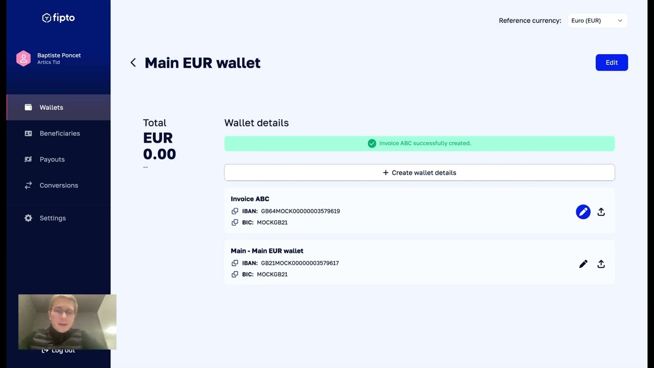 Create Euro IBANs/vIBANs and convert digital currencies with Fipto