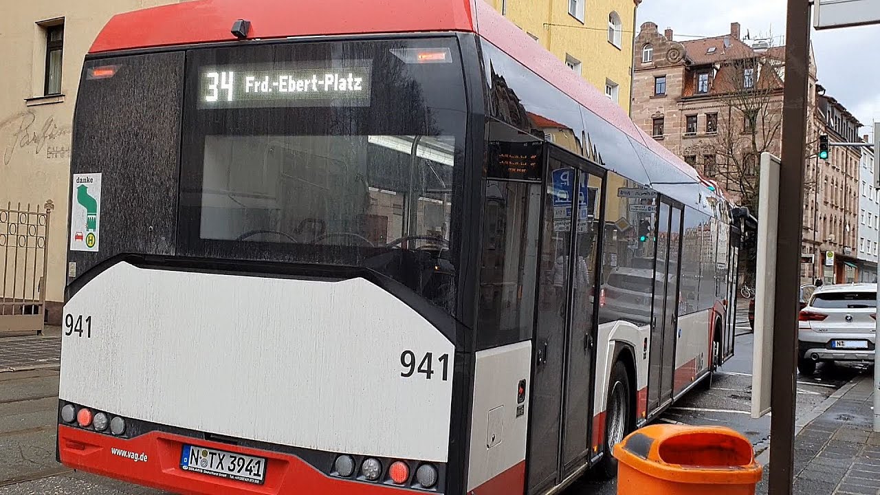 Buslinie 34 - Solaris Wagen 941 , von Gostenhof bis Klinikum Nord