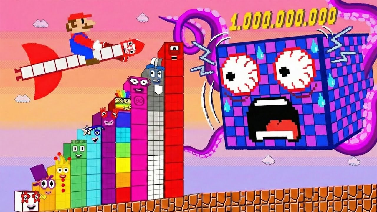 Numberblock 10 Saves Mario from the Giant Number Phase 1,000,000