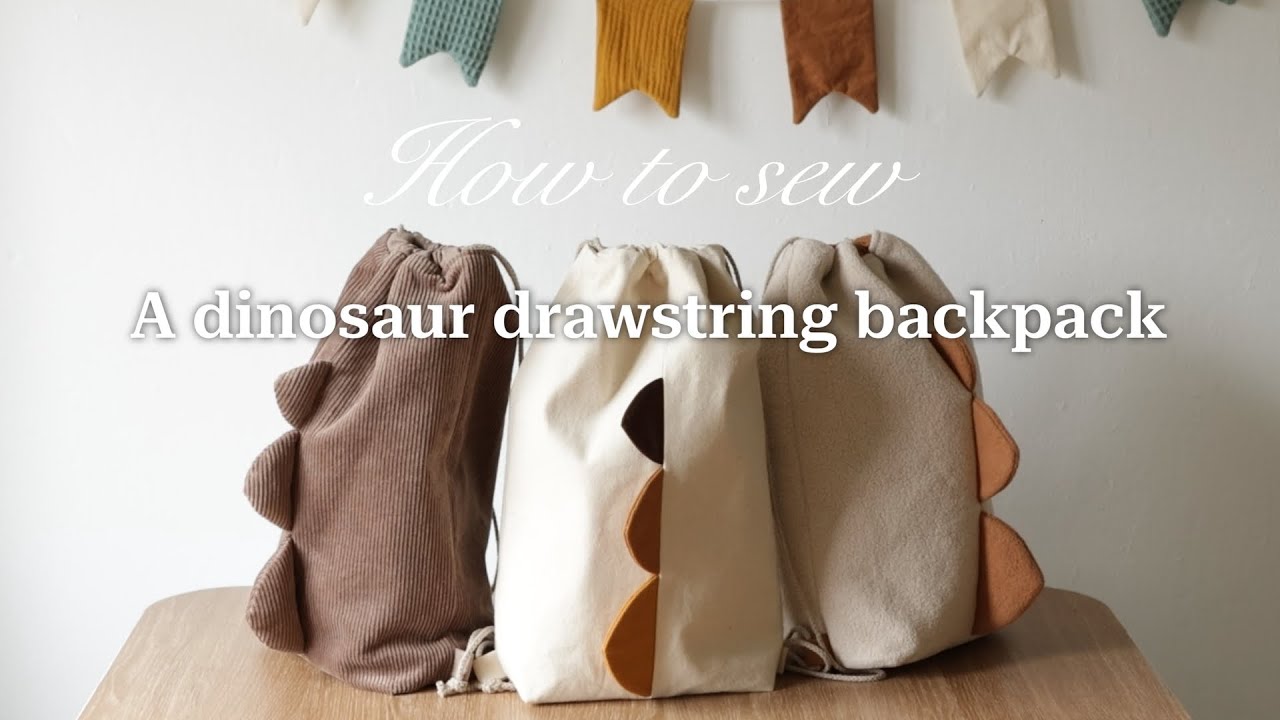 Sew a Dinosaur Drawstring Backpack - easy beginner sewing pattern
