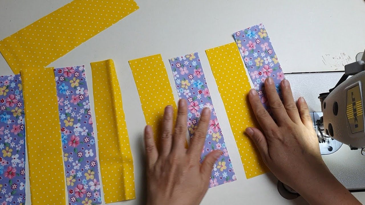 New great sewing idea from leftover fabric. Easy Patchwork for beginner 🌷 cutting and stitching