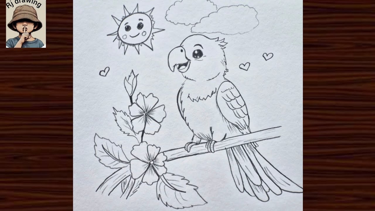 HoW to draw parrot sketch... Parrot drawing..]| Realistic Parrot sketch..