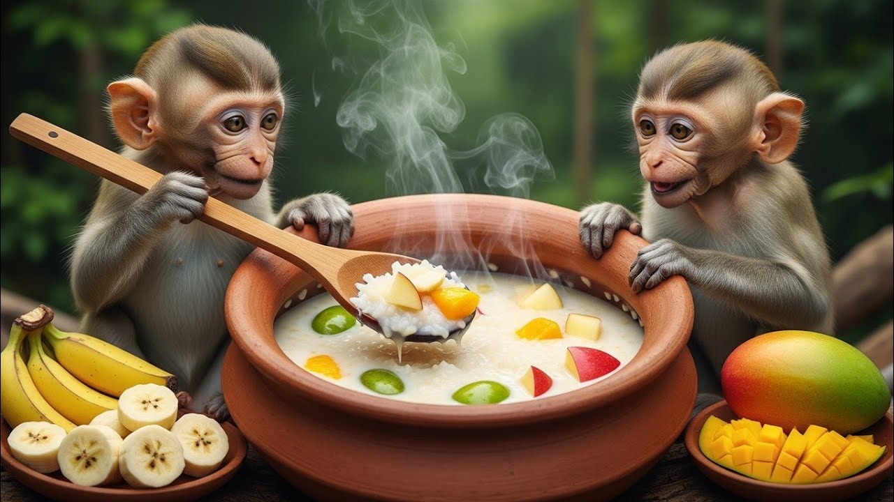 नन्हे शेफ और जंगल की सबसे प्यारी खीर 🥣🐒