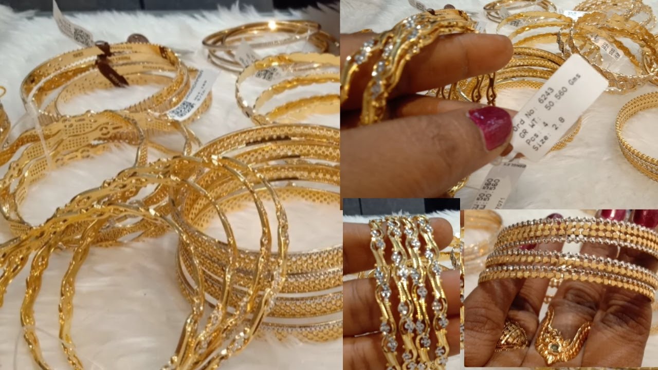 22ct gold Rhodium polish 4pc bangles|Gold Bangles in Rhodium polish with weight& adress|Lightweight