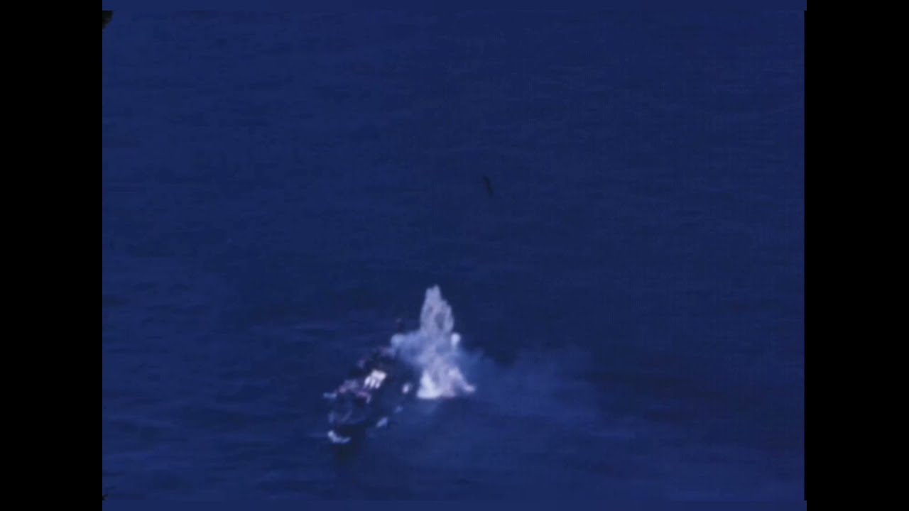 USS Nevada (BB-36) being used as a target ship and later sinking