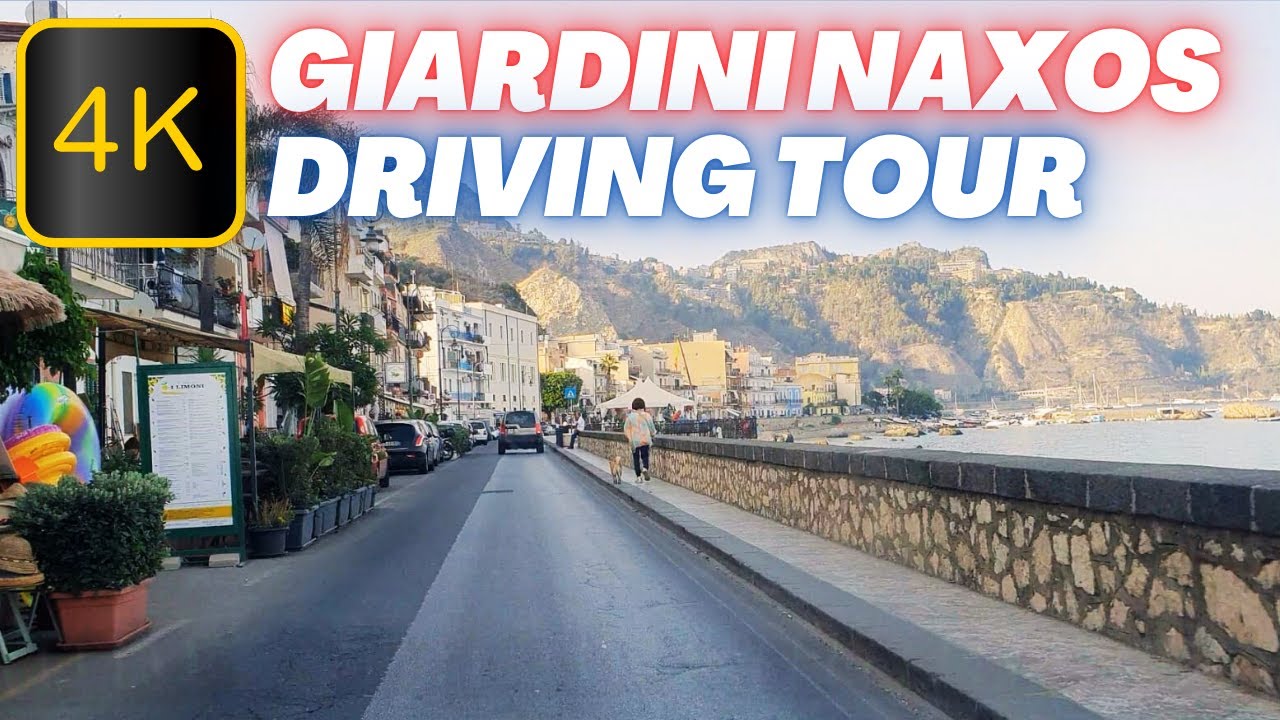 4K - DRIVING IN GIARDINI NAXOS (SICILY) trought Via Umberto I° and Lungomare (beaches) !