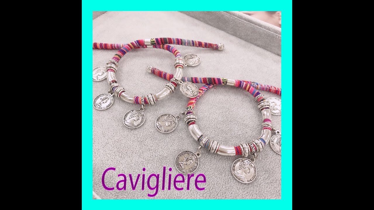 come creare cavigliera e bracciale con cordone e ciondoli a moneta charm a moneta DGO gioiedoriente