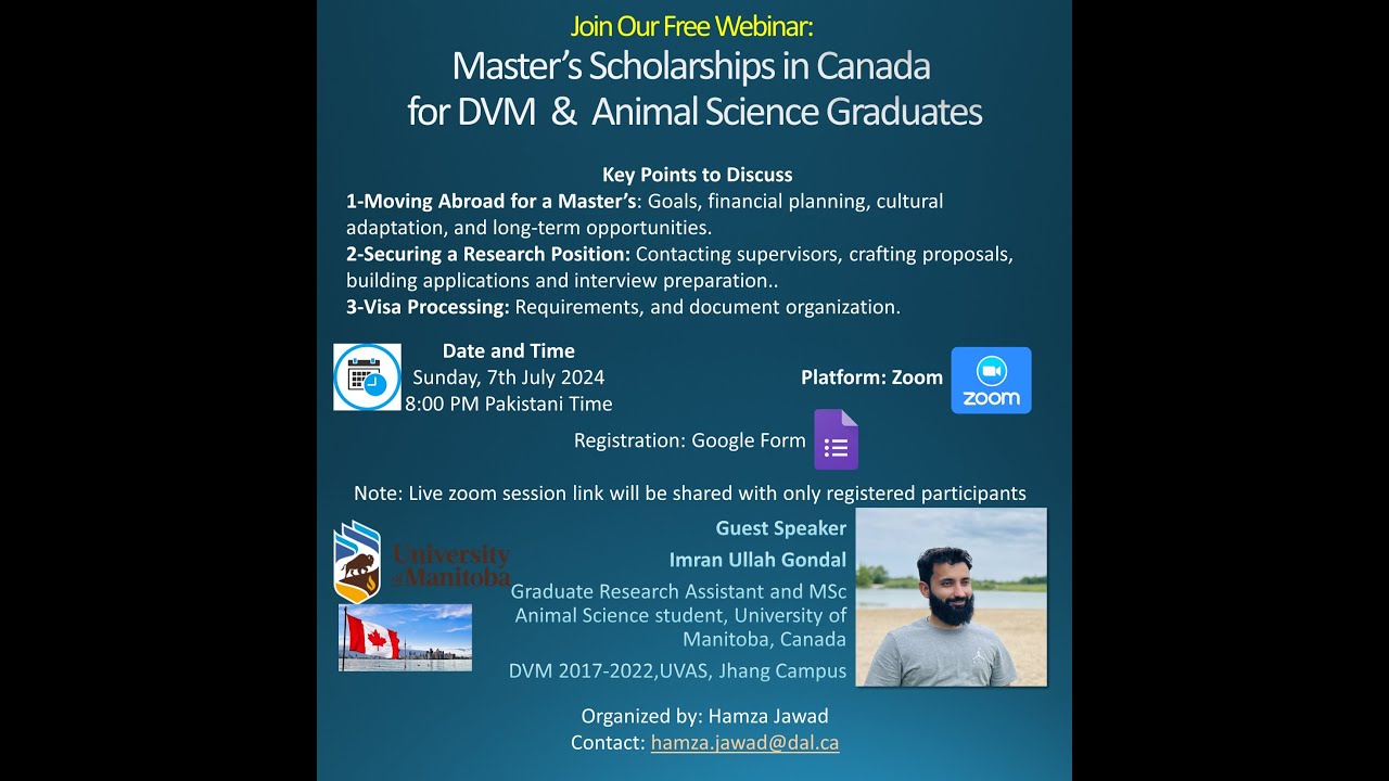 Master's Scholarships in Canada for DVM & Animal Science Graduates