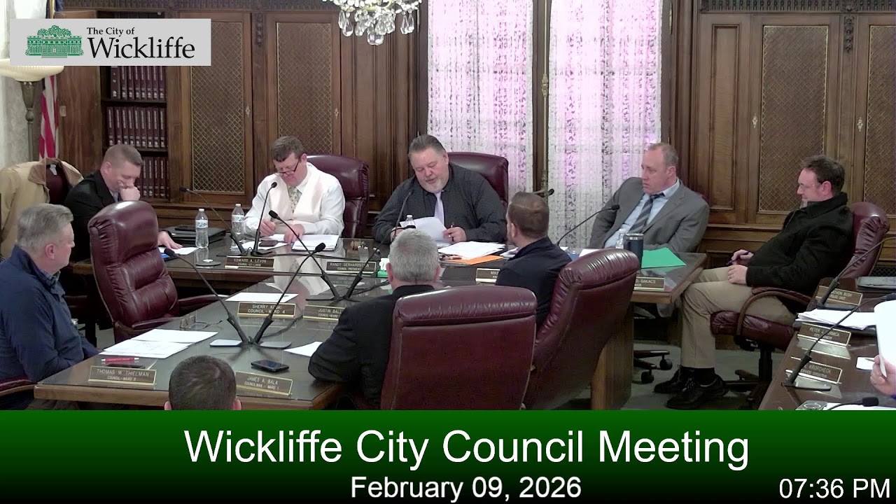 City of Wickliffe Council Regular Meeting February 9th, 2026